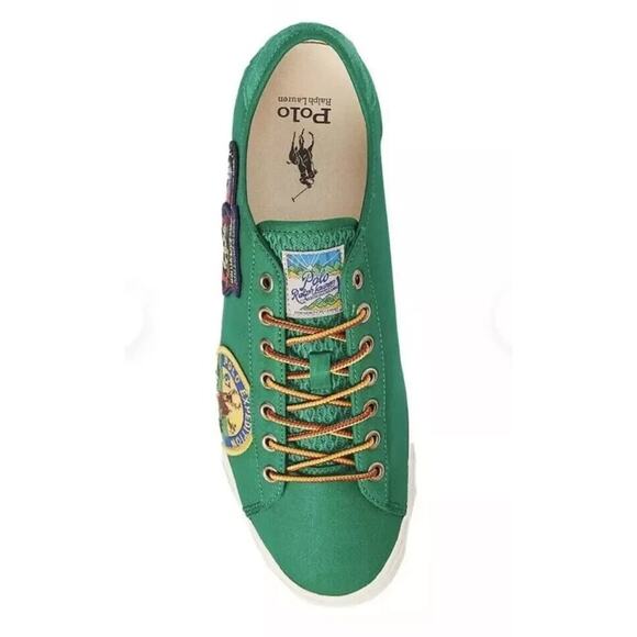 Men Polo Ralph Lauren Green Patchwork Nelson Sneakers Boat Shoe Size 9 - Picture 3 of 5